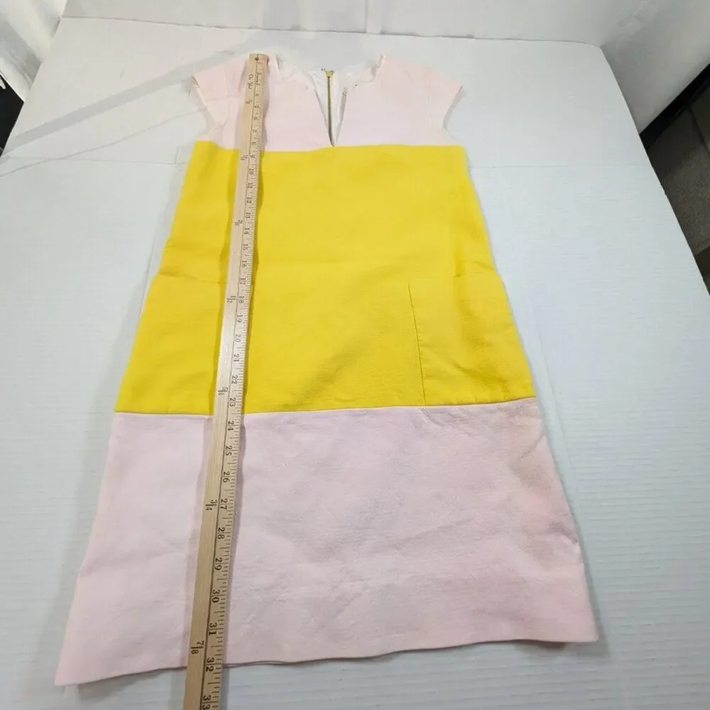 Kate Spade Yellow Pink Hana Colorblock Shift Dress Women's 0 Career Office Work
